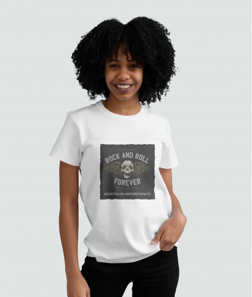 Дамска тениска с щампа Готика Rock and roll forever - TShirtArtShop.com